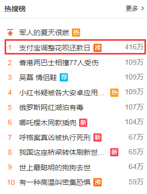 花呗调整还款日上热搜 花呗调整还款日上热搜